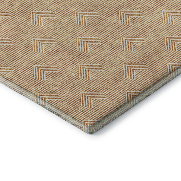 HomeRoots 5' X 8' Vibrant Orange and Ivory Abstract Geometric Washable Area Rug with UV Protection & Durability 672346