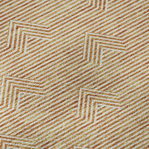 HomeRoots 5' X 8' Vibrant Orange and Ivory Abstract Geometric Washable Area Rug with UV Protection & Durability 672346