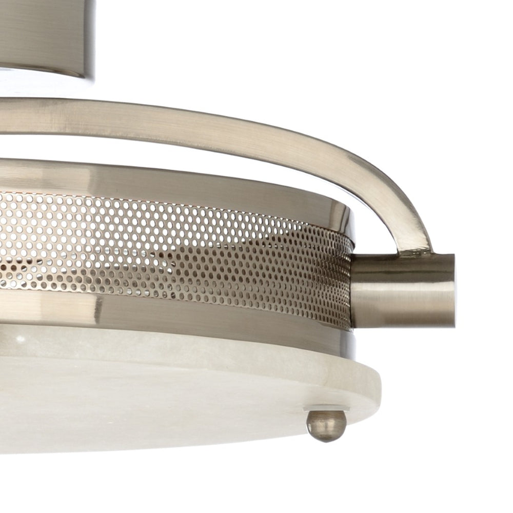 Wildwood Moon Moon Flush Mount - Art Deco Backlit Alabaster Disc In Black Nickel, 16" Two-Light Ambient Fixture 67235