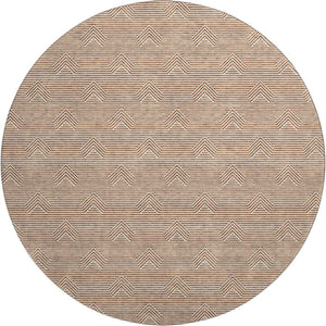 HomeRoots 8' Durable Rust and Ivory Abstract Geometric Round Rug with UV Protection – Stain-Resistant & Washable 672353