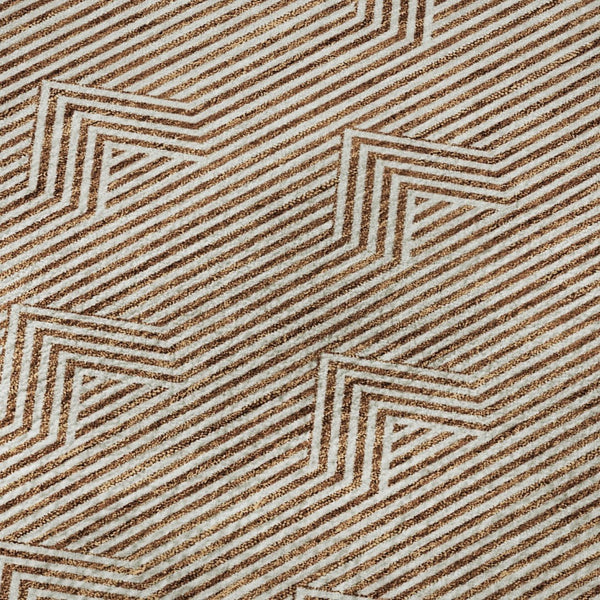 HomeRoots 8' Durable Rust and Ivory Abstract Geometric Round Rug with UV Protection – Stain-Resistant & Washable 672353