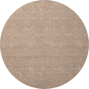 HomeRoots 8' Durable Rust and Ivory Abstract Geometric Round Rug with UV Protection – Stain-Resistant & Washable 672353