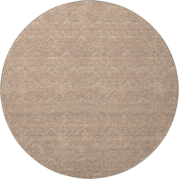 HomeRoots 8' Durable Rust and Ivory Abstract Geometric Round Rug with UV Protection – Stain-Resistant & Washable 672353
