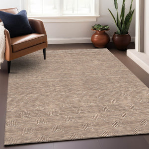 HomeRoots 8' X 10' Washable Area Rug with UV Protection - Modern Rust & Ivory Abstract Geometric Design 672354