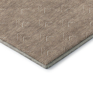 HomeRoots 8' X 10' Washable Area Rug with UV Protection - Modern Rust & Ivory Abstract Geometric Design 672354
