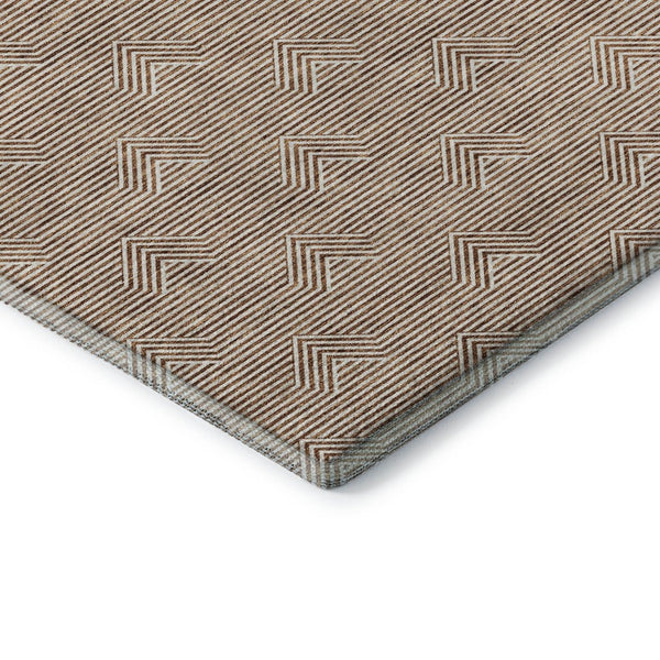 HomeRoots 8' X 10' Washable Area Rug with UV Protection - Modern Rust & Ivory Abstract Geometric Design 672354