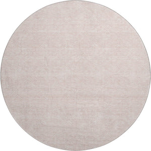 HomeRoots 8' Pink And Ivory Abstract Geometric Washable Round Rug – Stylish, Durable, UV-Protected Design! 672359