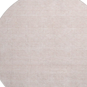 HomeRoots 8' Pink And Ivory Abstract Geometric Washable Round Rug – Stylish, Durable, UV-Protected Design! 672359