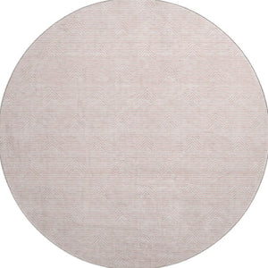 HomeRoots 8' Pink And Ivory Abstract Geometric Washable Round Rug – Stylish, Durable, UV-Protected Design! 672359