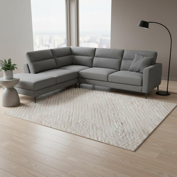 HomeRoots 8' X 10' Pink & Ivory Abstract Geometric Washable Area Rug - UV Protected, Durable & Stylish Design 672360