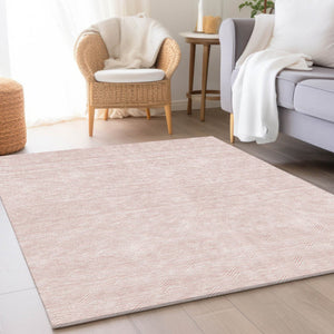 HomeRoots 8' X 10' Pink & Ivory Abstract Geometric Washable Area Rug - UV Protected, Durable & Stylish Design 672360