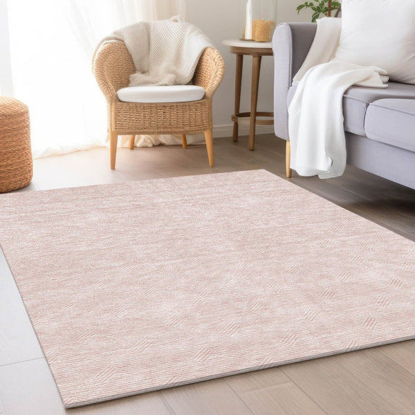 HomeRoots 8' X 10' Pink & Ivory Abstract Geometric Washable Area Rug - UV Protected, Durable & Stylish Design 672360