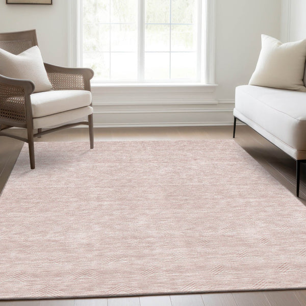 HomeRoots 8' X 10' Pink & Ivory Abstract Geometric Washable Area Rug - UV Protected, Durable & Stylish Design 672360