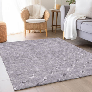 HomeRoots 5' X 8' Purple And Ivory Abstract Geometric Area Rug - Stylish, Washable, UV-Protected & Kid-Friendly 672364