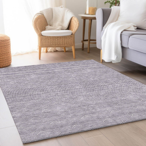 HomeRoots 5' X 8' Purple And Ivory Abstract Geometric Area Rug - Stylish, Washable, UV-Protected & Kid-Friendly 672364