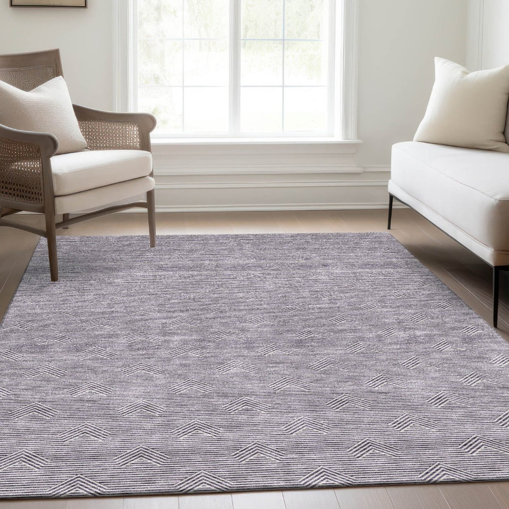 HomeRoots 5' X 8' Purple And Ivory Abstract Geometric Area Rug - Stylish, Washable, UV-Protected & Kid-Friendly 672364
