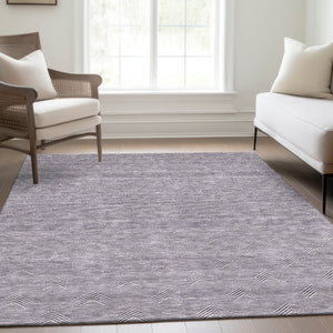 HomeRoots 5' X 8' Purple And Ivory Abstract Geometric Area Rug - Stylish, Washable, UV-Protected & Kid-Friendly 672364