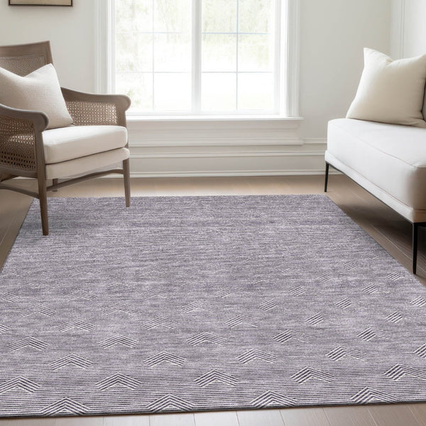 HomeRoots 5' X 8' Purple And Ivory Abstract Geometric Area Rug - Stylish, Washable, UV-Protected & Kid-Friendly 672364