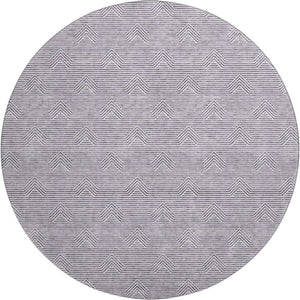 HomeRoots 8' Purple And Ivory Abstract Geometric Round Rug – Washable, UV Protected, Ideal for High-Traffic Areas 672365