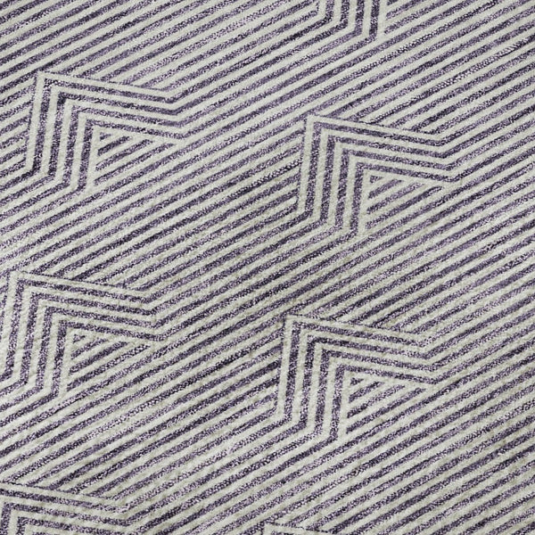 HomeRoots 8' Purple And Ivory Abstract Geometric Round Rug – Washable, UV Protected, Ideal for High-Traffic Areas 672365