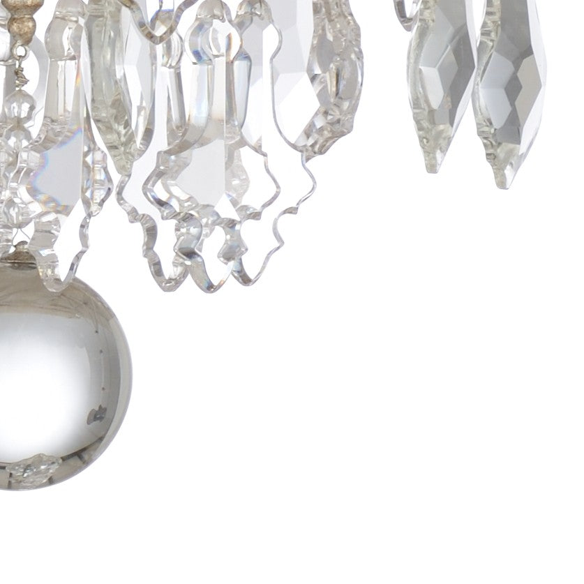Wildwood Versailles Small Chandelier — Antique Silver Leaf 8-Light With Clear Crystals, 9Ft Chain, 31"W 67237