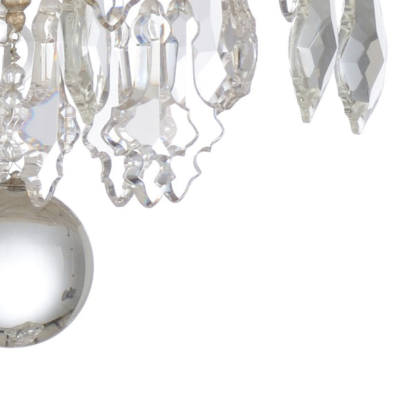 Wildwood Versailles Small Chandelier — Antique Silver Leaf 8-Light With Clear Crystals, 9Ft Chain, 31"W 67237