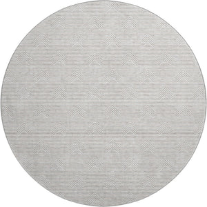 HomeRoots 8' Taupe and Ivory Abstract Geometric Round Rug – Washable, UV Protected, Perfect for Busy Homes! 672371