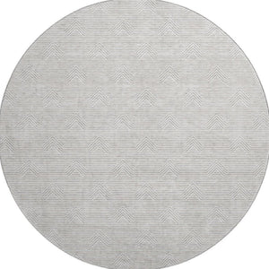 HomeRoots 8' Taupe and Ivory Abstract Geometric Round Rug – Washable, UV Protected, Perfect for Busy Homes! 672371