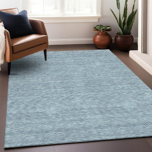 HomeRoots 5' X 8' Teal & Ivory Geometric Area Rug – Washable, UV Protected, Durable for Everyday Life & Style 672376