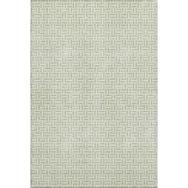 HomeRoots 5' X 8' Artichoke Green Geometric Area Rug - Washable, UV Protected, Durable & Stylish for Any Room 672382