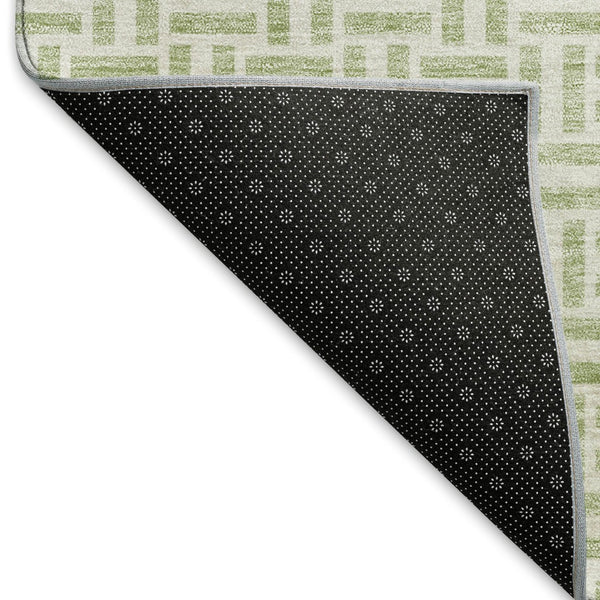 HomeRoots 5' X 8' Artichoke Green Geometric Area Rug - Washable, UV Protected, Durable & Stylish for Any Room 672382