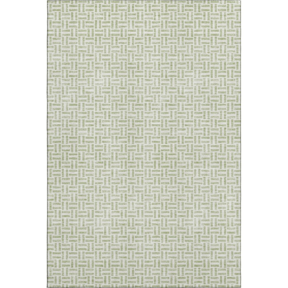 HomeRoots 8' X 10' Artichoke Green Geometric Area Rug - Washable, UV Protected, Stylish, and Durable Design 672384