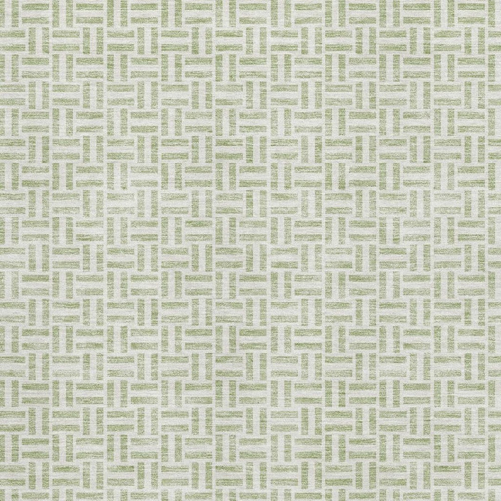 HomeRoots 8' X 10' Artichoke Green Geometric Area Rug - Washable, UV Protected, Stylish, and Durable Design 672384