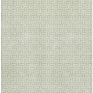 HomeRoots 8' X 10' Artichoke Green Geometric Area Rug - Washable, UV Protected, Stylish, and Durable Design 672384