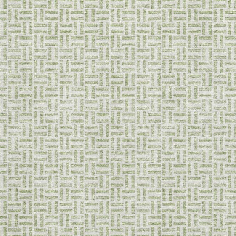 HomeRoots 10' X 14' Artichoke Green Geometric Washable Area Rug - Durable, Stylish & UV Protected for Homes 672386