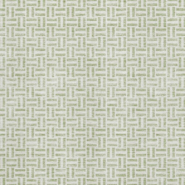 HomeRoots 10' X 14' Artichoke Green Geometric Washable Area Rug - Durable, Stylish & UV Protected for Homes 672386