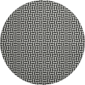 HomeRoots 8' Black And Ivory Geometric Washable Round Rug – Durable, Stylish, UV-Protected for Every Space 672389