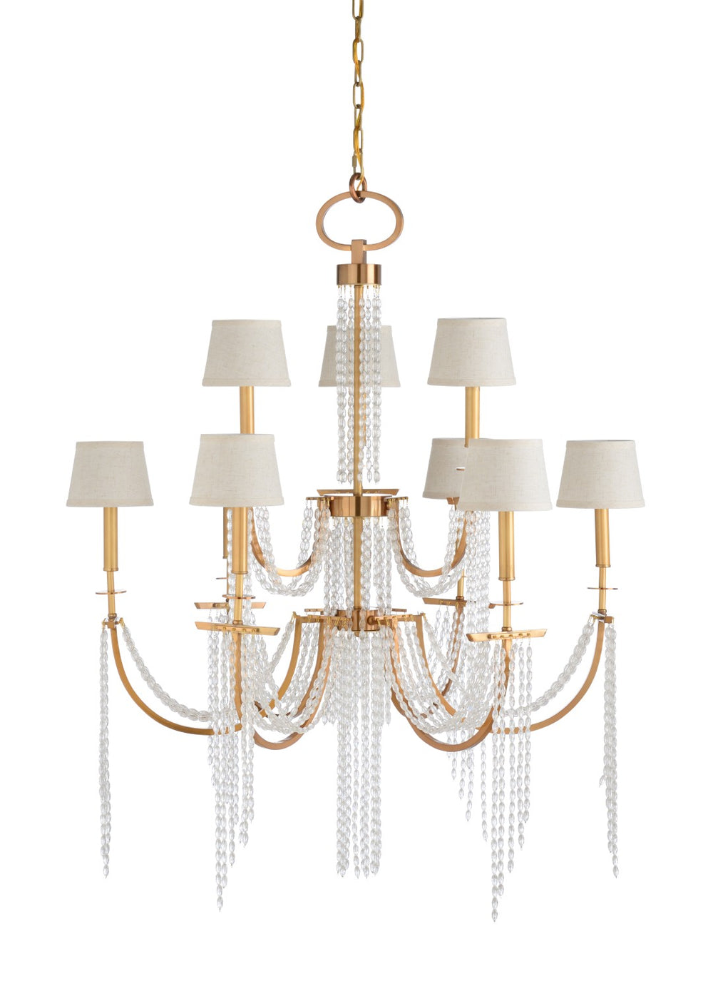 Wildwood Mackie Antique-Brass Modern Regency Chandelier With Faceted Glass Beads — 48"H X 40"W Elegant Focal Lighting 67239