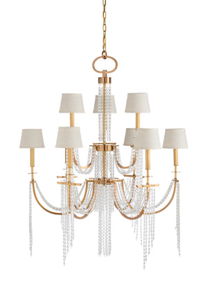 Wildwood Mackie Antique-Brass Modern Regency Chandelier With Faceted Glass Beads — 48"H X 40"W Elegant Focal Lighting 67239