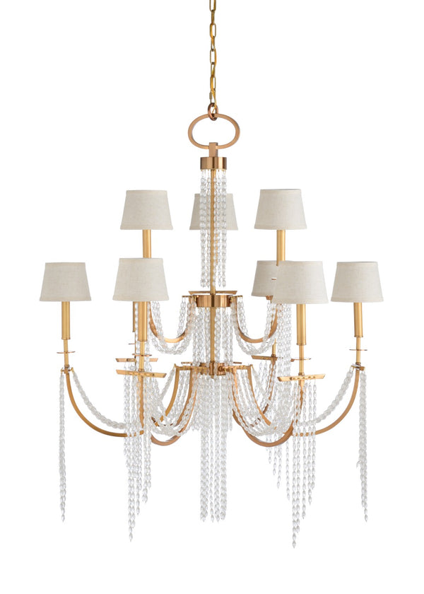 Wildwood Mackie Antique-Brass Modern Regency Chandelier With Faceted Glass Beads — 48"H X 40"W Elegant Focal Lighting 67239