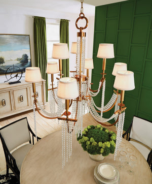 Wildwood Mackie Antique-Brass Modern Regency Chandelier With Faceted Glass Beads — 48"H X 40"W Elegant Focal Lighting 67239