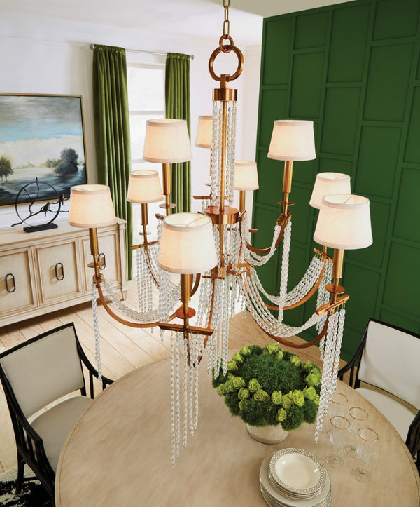 Wildwood Mackie Antique-Brass Modern Regency Chandelier With Faceted Glass Beads — 48"H X 40"W Elegant Focal Lighting 67239