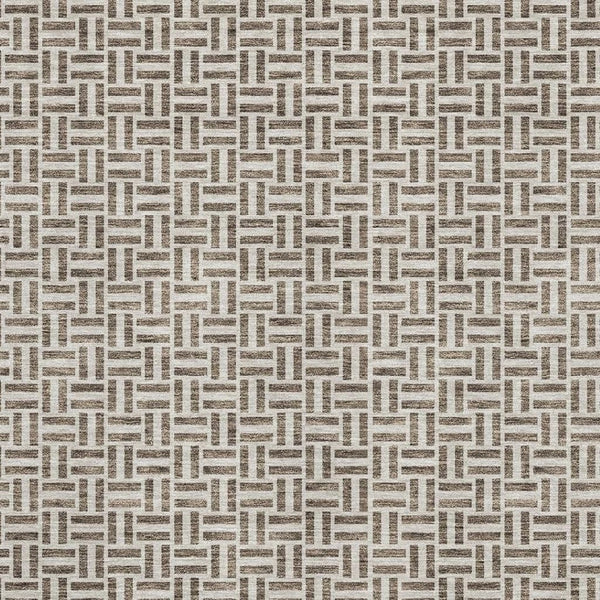 HomeRoots 5' Modern Brown and Ivory Geometric Area Rug - Washable, UV Protected, Stain Resistant for Homes 672394