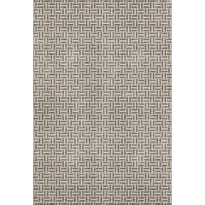 HomeRoots 8' X 10' Brown And Ivory Geometric Washable Area Rug - Durable, UV-Protected & Easy-Clean Design 672396