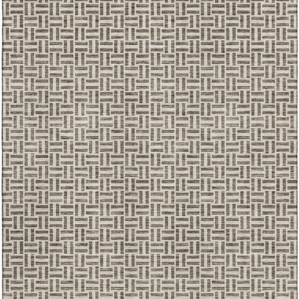 HomeRoots 8' X 10' Brown And Ivory Geometric Washable Area Rug - Durable, UV-Protected & Easy-Clean Design 672396
