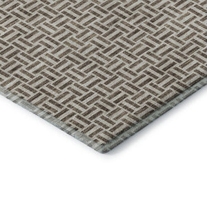 HomeRoots 9' X 12' Brown & Ivory Geometric Area Rug - Washable, UV Protected, Durable & Stylish for Homes! 672397