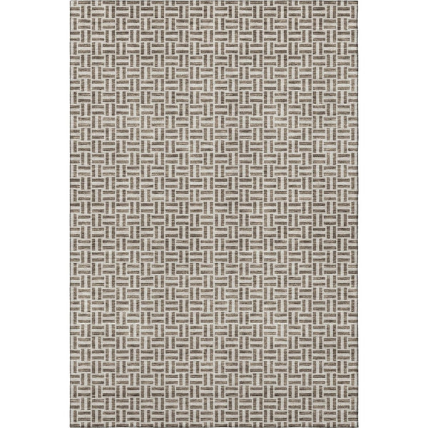 HomeRoots 9' X 12' Brown & Ivory Geometric Area Rug - Washable, UV Protected, Durable & Stylish for Homes! 672397