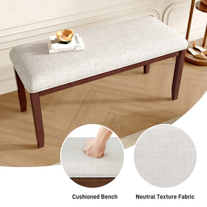 English Elm Upholstered Bench with Padded Seat and Solid Wood Legs, 39.75" Contemporary Entryway and Bedroom Accent Piece Cherry N752P271804C