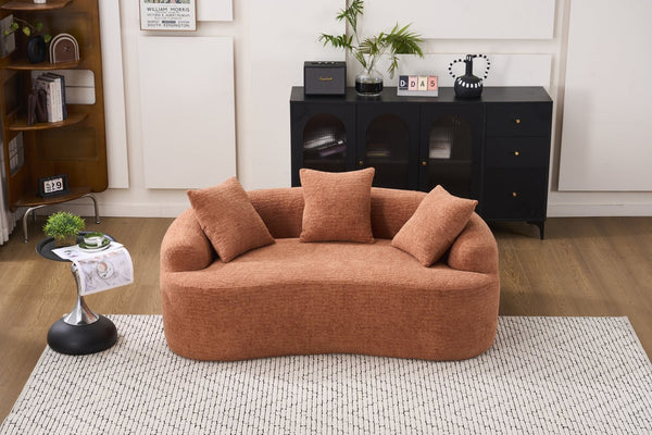 English Elm Ly-025s Chenille Curved Loveseat Compact Sofa with Spring Support for Small Spaces W2231P495049