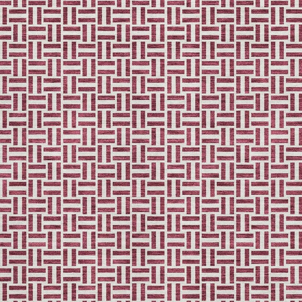 HomeRoots 5' X 8' Burgundy And Ivory Geometric Washable Area Rug - Durable, UV Protected, Modern Style for Any Room 672400